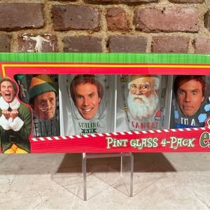 ELF Pint Glass 4-Pack NIB The Movie Elf, Buddy Santa Papa Elf Christmas ICUP
